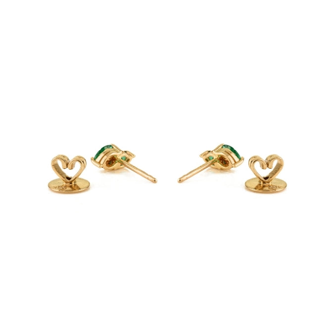 14K Gold Marquise Cut Emerald Diamond Dantiy Stud Earrings