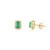 Classic 18K Gold Emerald Halo Diamond Stud Earring Set For Wedding Gfit Thumbnail