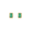 Classic 18K Gold Emerald Halo Diamond Stud Earring Set For Wedding Gfit Thumbnail