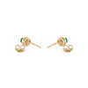 14K Gold Fine Pear Cut Emerald Halo Diamond Stud Earrings For Mom Thumbnail