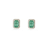 18K Gold Halo Diamond 1.36ct Octagon Emerald Stud Earrings Thumbnail