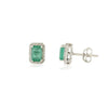 18K Gold Halo Diamond 1.36ct Octagon Emerald Stud Earrings Thumbnail
