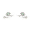 14K Gold 1.17ct Oval Emerald Diamond Cluster Earrings Thumbnail