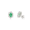 14K Gold 1.17ct Oval Emerald Diamond Cluster Earrings Thumbnail
