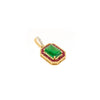 18K Gold Contemporary Emerald Halo Ruby Pendant with Diamonds Thumbnail