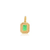 18K Gold Contemporary Emerald Halo Ruby Pendant with Diamonds Thumbnail