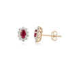 14K Yellow Gold Oval Ruby & Diamond Cluster Earrings Thumbnail