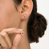 14K Yellow Gold Oval Ruby & Diamond Cluster Earrings Thumbnail