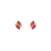 14K Gold Marquise Cut Ruby & Diamond Dainty Stud Earrings Thumbnail