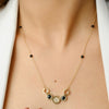 14K Gold Black Onyx & Diamond Art Deco Statement Necklace Thumbnail