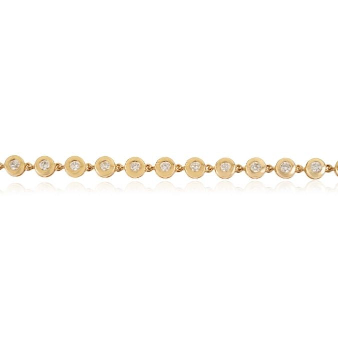 14k Gold Modern Bezel Set Diamond Tennis Bracelet in 7 Inches Image