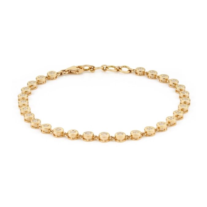 14k Gold Modern Bezel Set Diamond Tennis Bracelet in 7 Inches Image