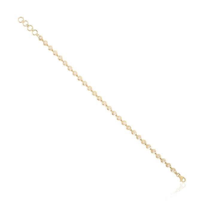 14k Gold Modern Bezel Set Diamond Tennis Bracelet in 7 Inches