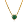 Mid Century 1.29ct Emerald Heart Necklace With Diamonds in 14k Gold Thumbnail