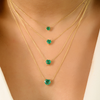 14K Emerald Solitaire Heart Chain Necklace For Love Thumbnail