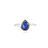 18K Gold Pear Cut Blue Sapphire Solitaire Birthstone Ring Thumbnail