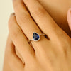 18K Gold Pear Cut Blue Sapphire Solitaire Birthstone Ring Thumbnail