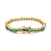 5.75 CTW Forest Green Emerald and Diamond Tennis Bracelet in 14k Gold Thumbnail
