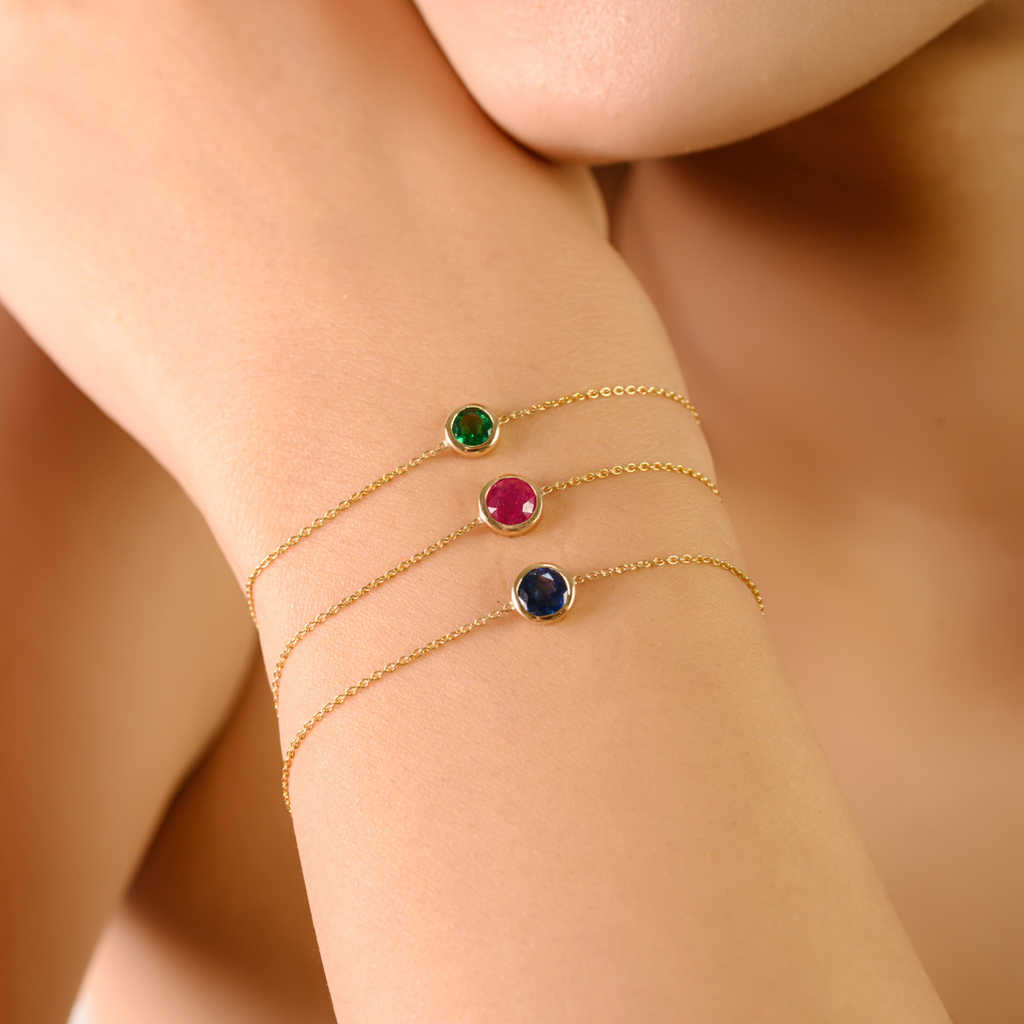 14K Blue Sapphire Classic Dainty Chain Bracelet Image