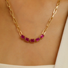 18K Perperclip Chain Ruby Statement Necklace For Her Thumbnail
