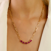 18K Perperclip Chain Ruby Statement Necklace For Her Thumbnail