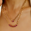 18K Perperclip Chain Ruby Statement Necklace For Her Thumbnail