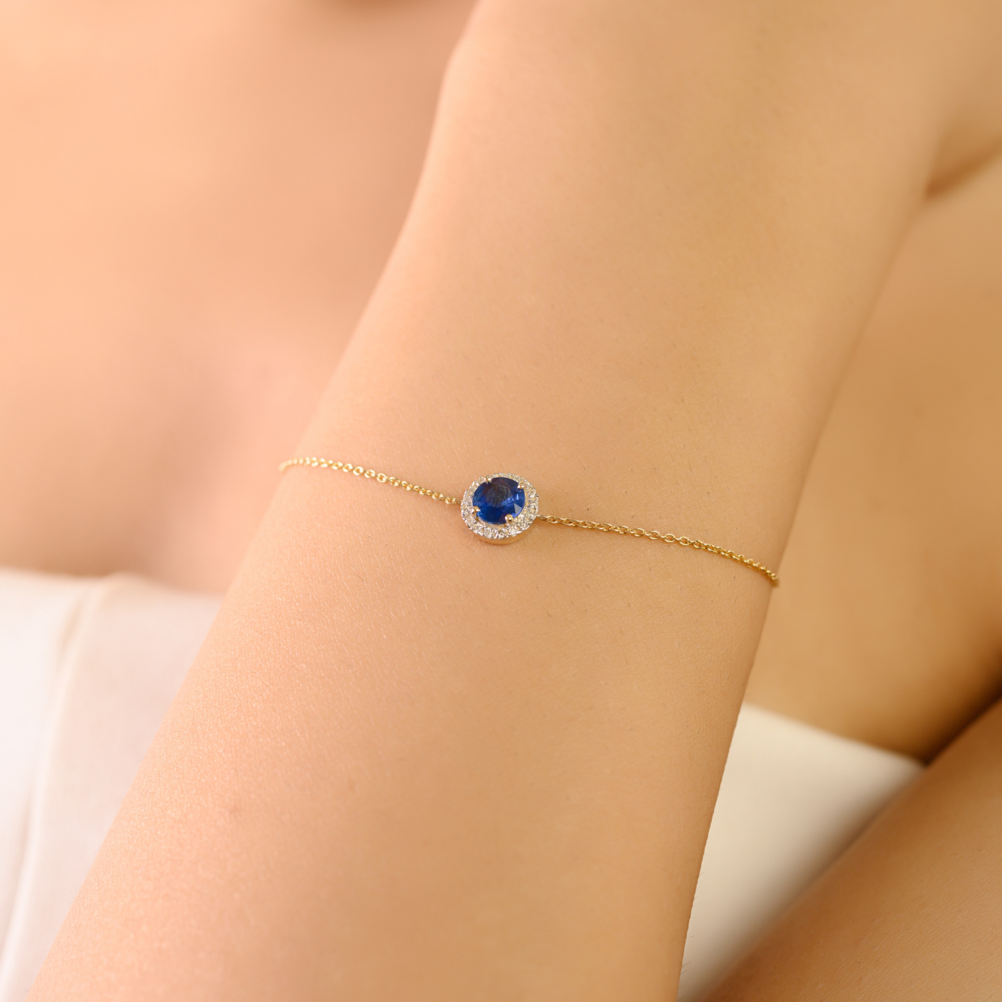 14K Sapphire Diamond September Birthstone Bracelet