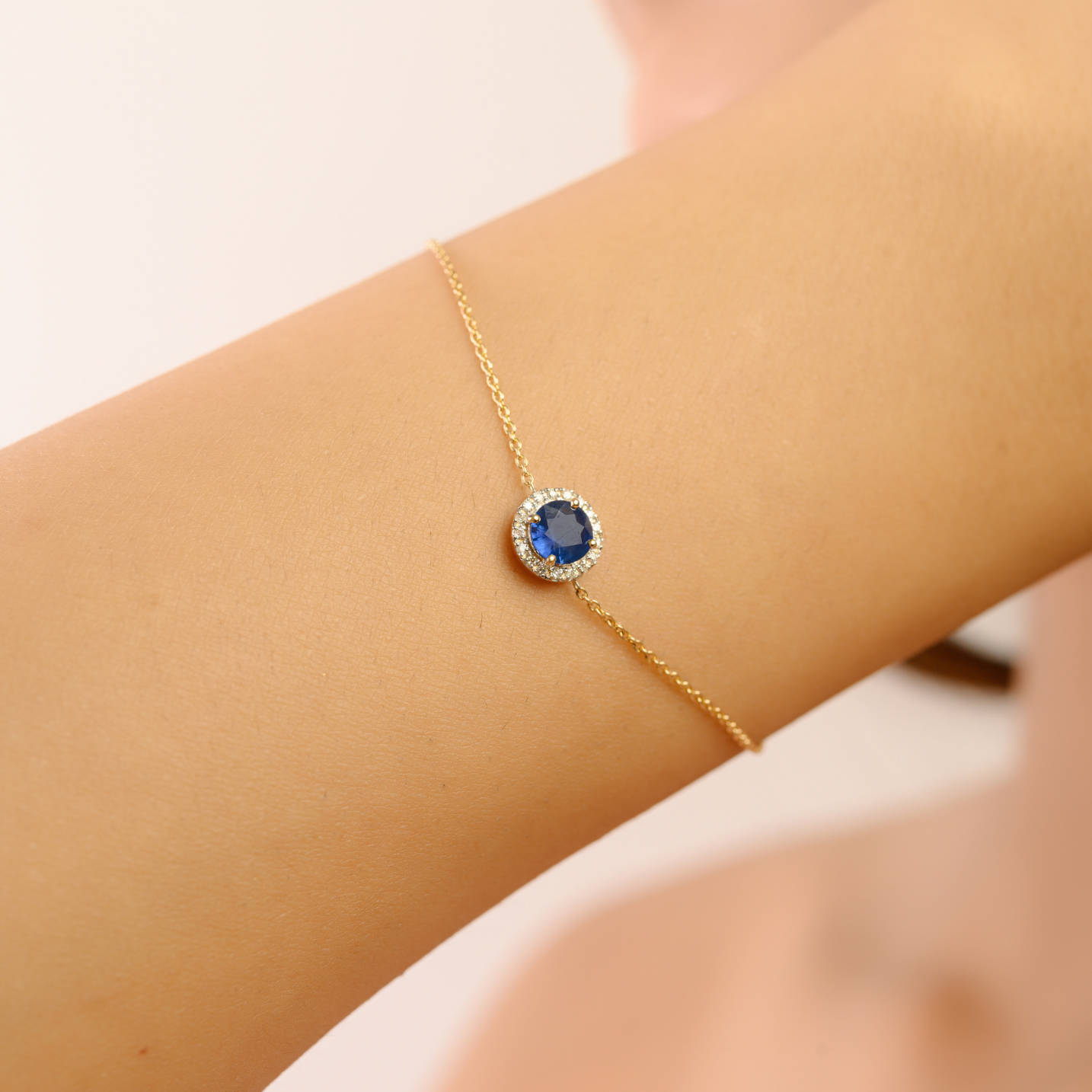 14K Sapphire Diamond September Birthstone Bracelet