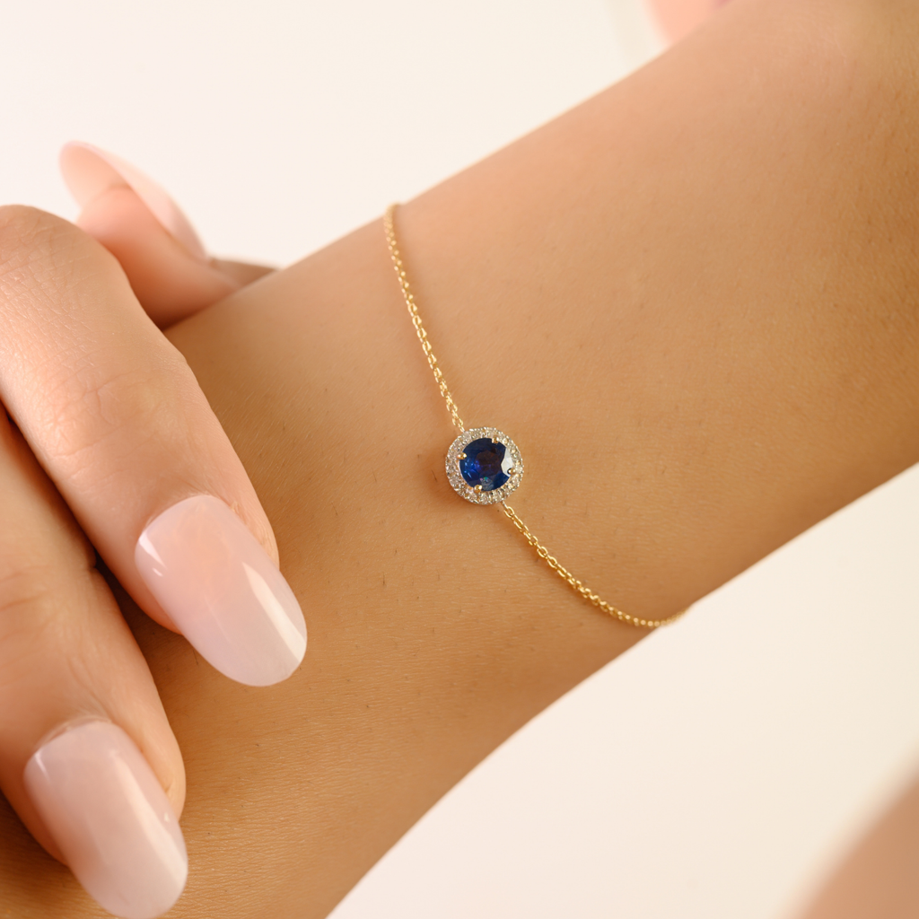 14K Sapphire Diamond September Birthstone Bracelet Image