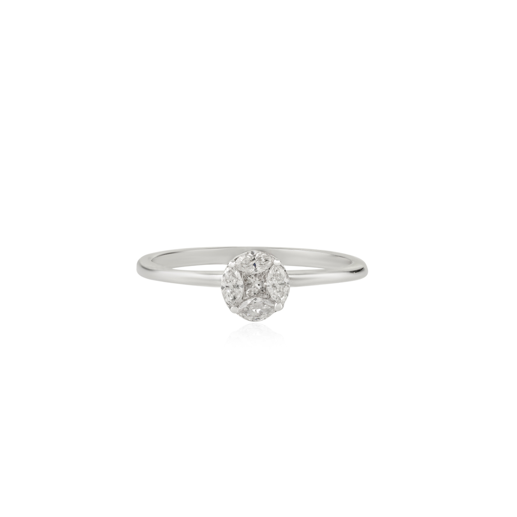14K Natural Diamond Round Promise Ring Image