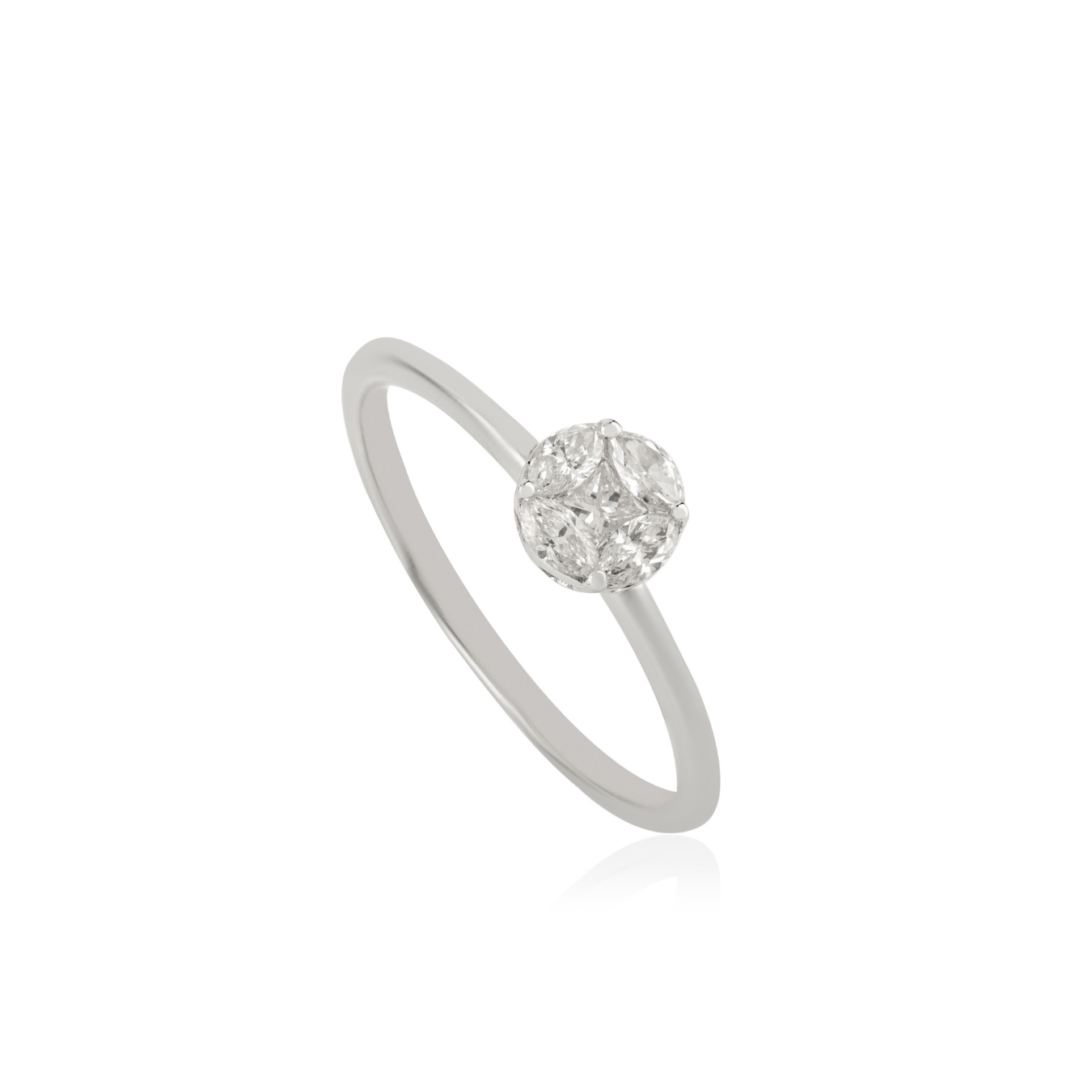 14K Natural Diamond Round Promise Ring