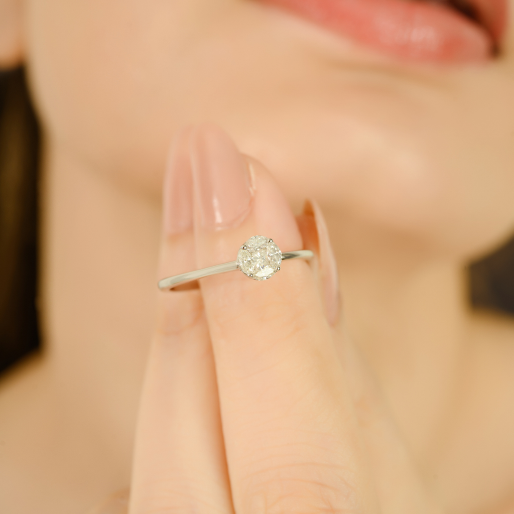 14K Natural Diamond Round Promise Ring Image