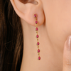 14K Long Pear Cut Ruby Linear Drop Earrings For Dinner Thumbnail