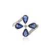 14K Gold Floral 1.58 Ct Sapphire Diamond Cocktail Ring Thumbnail