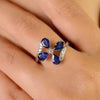 14K Gold Floral 1.58 Ct Sapphire Diamond Cocktail Ring Thumbnail