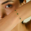 18K Gold Modern Emerald Station Chain Bracelet For Her Thumbnail