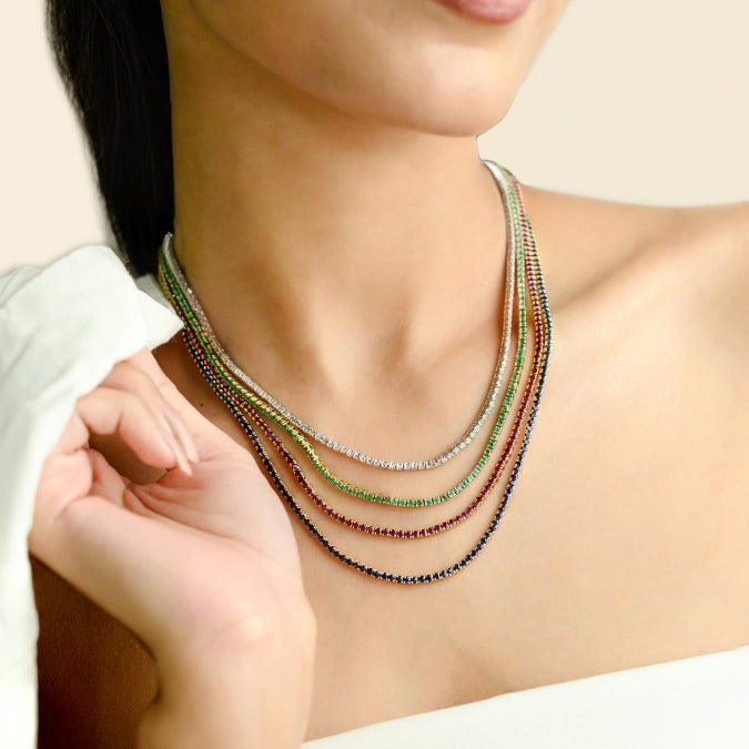 14K Gold Round Ruby 8.54 Carat Contemporary Tennis Necklace Image