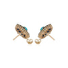 14K Gold Cluster Sapphire & Turquoise Halo Art Deco Earrings Thumbnail