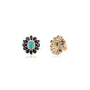14K Gold Cluster Sapphire & Turquoise Halo Art Deco Earrings Thumbnail