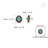 14K Gold Cluster Sapphire & Turquoise Halo Art Deco Earrings Thumbnail