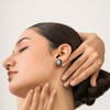 14K Gold Cluster Sapphire & Turquoise Halo Art Deco Earrings Thumbnail