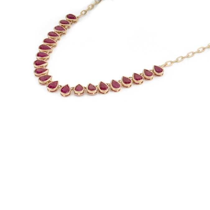 14K Gold Pear Cut Natural Ruby Statement Necklace Image