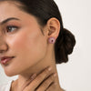 14K Gold Natural Pink Sapphire & Ruby Contemporary Stud Earrings Thumbnail