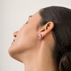 14K Gold Natural Pink Sapphire & Ruby Contemporary Stud Earrings Thumbnail