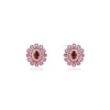 14K Gold Natural Pink Sapphire & Ruby Contemporary Stud Earrings Thumbnail