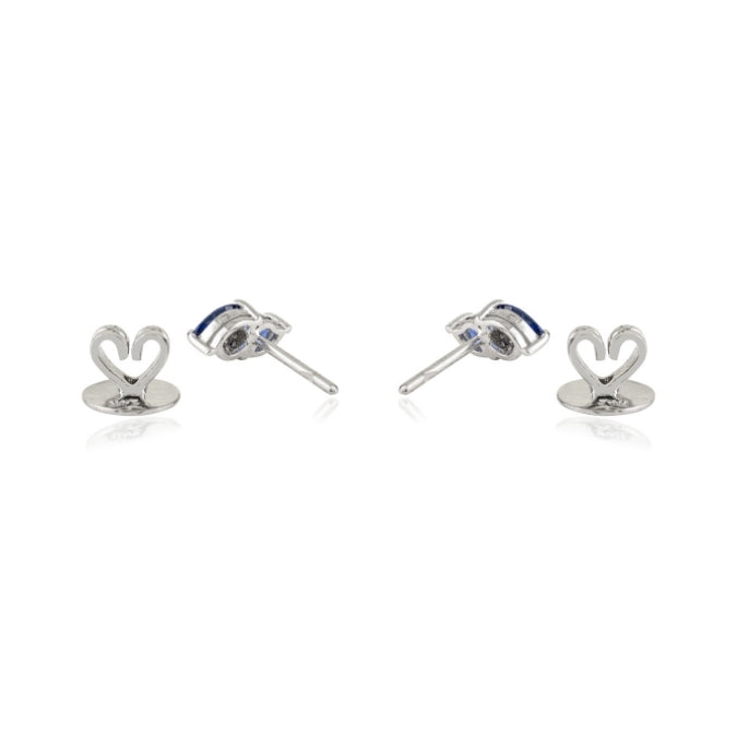 14K Gold Modern Sapphire & Diamond Stud Earrings Image