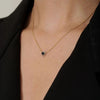 14K Yellow Gold Heart Sapphire Diamond Chain Necklace Thumbnail