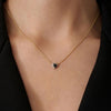 14K Yellow Gold Heart Sapphire Diamond Chain Necklace Thumbnail