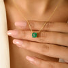 14K Gold Square Cut  1.51 ct Emerald Chain Necklace Thumbnail