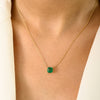 14K Gold Square Cut  1.51 ct Emerald Chain Necklace Thumbnail